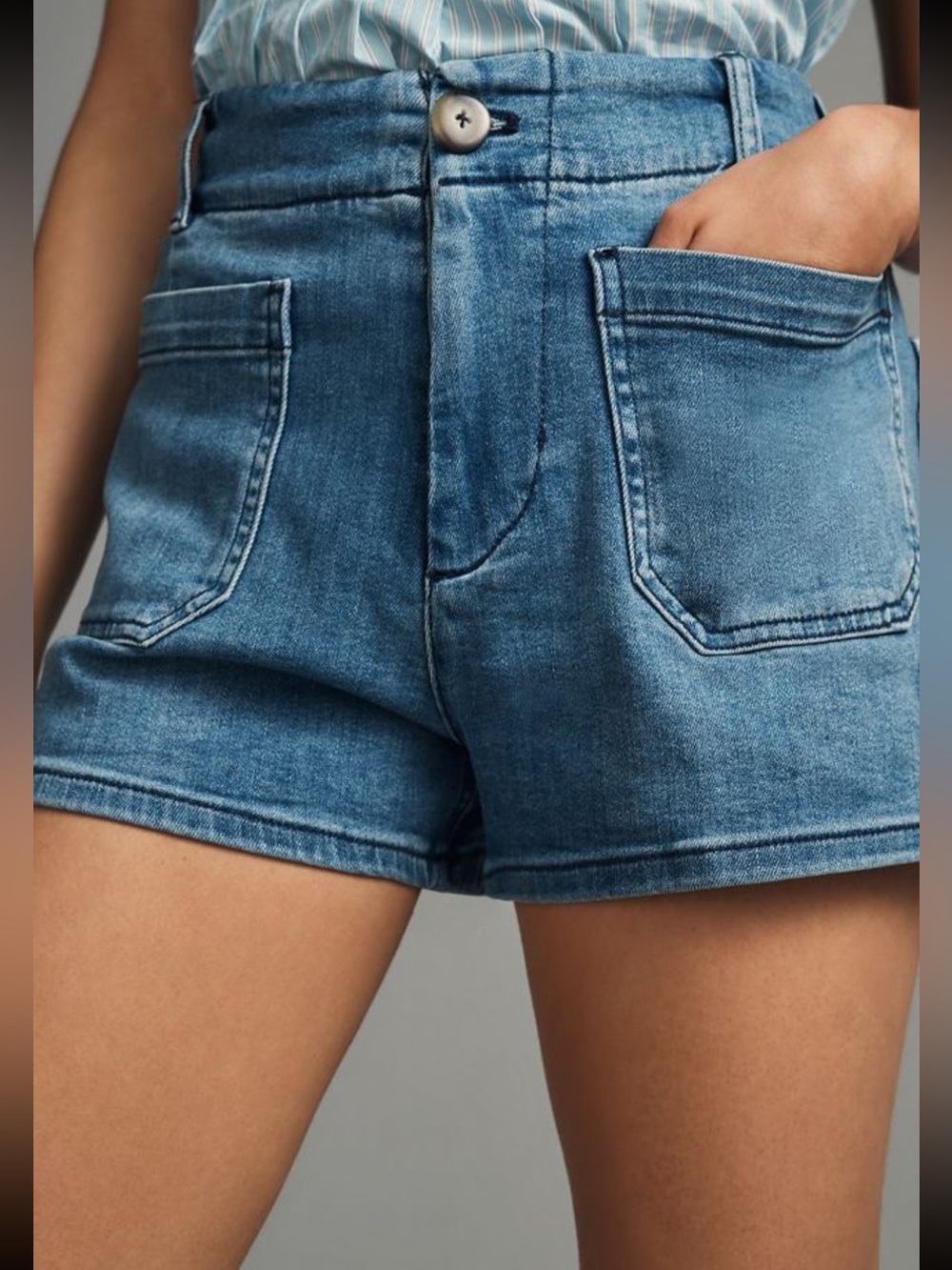 Anthropologie Maeve Colette Light Wash Denim Shorts Size 25